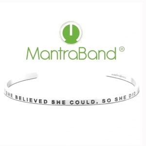 MANTRABAND Silver She Believed She Could Cuff Bracelet OS NWT
